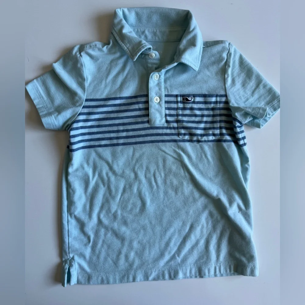 Vineyard Vines Light Blue Polo & Navy Gingham Swim Trunks